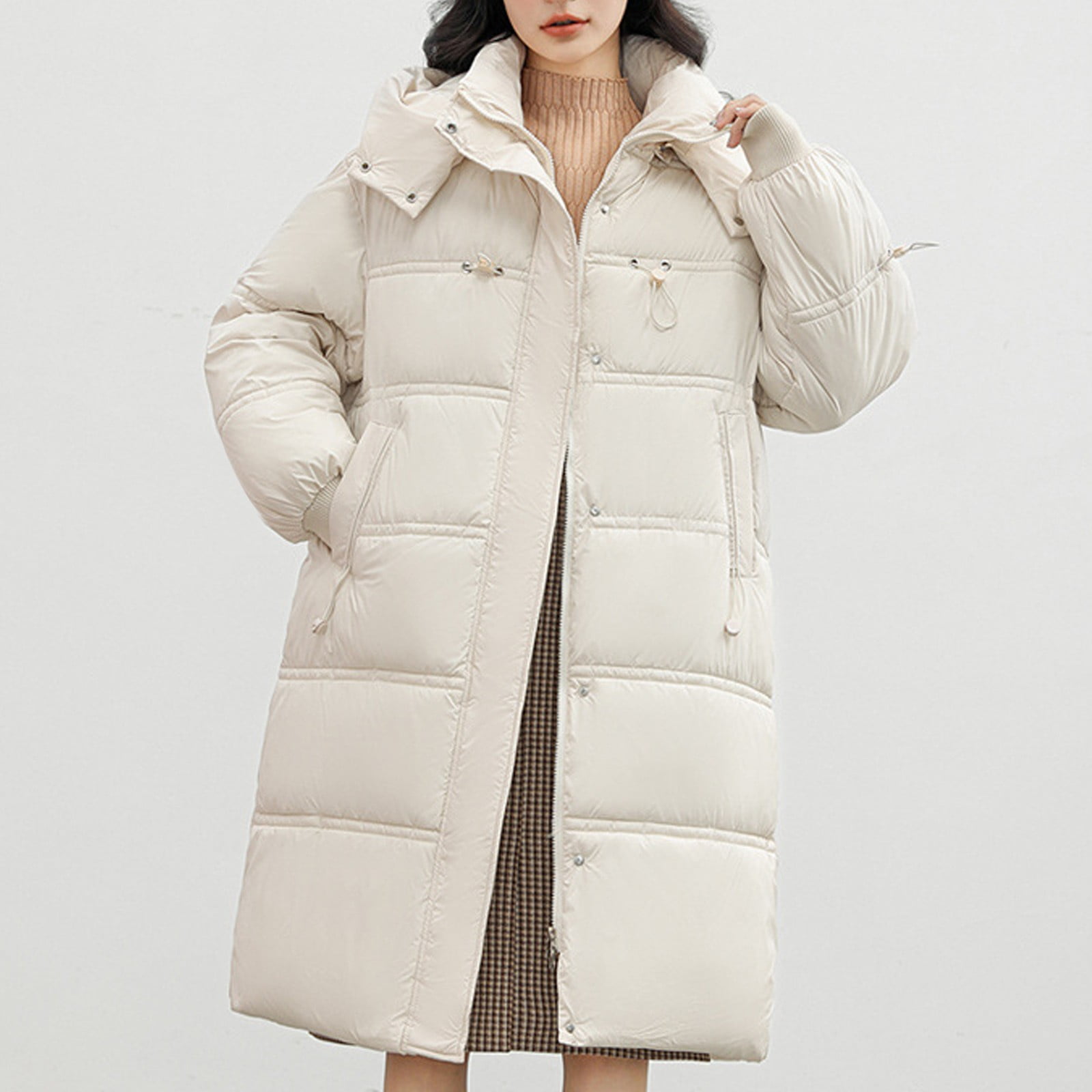 Mrat Women's Maxi Puffer Coats Padded Parka Jacket Longline