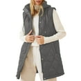 thumbnail image 1 of Xdegoge Long Quilted Vest for Women Lightweight Zip up Sleeveless Jackets Hooded Padded Down Thermal Casual Winter Coats Warm Oversized Fashion Puffer Vests with Pockets Outerwear, 1 of 8