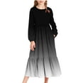 thumbnail image 1 of Xdegoge Long Sleeve Dress for Girls, Gradient Maxi Length with Pockets and Ruffled Hem, Loose Fit Casual Trendy Teens Dresses, 1 of 6