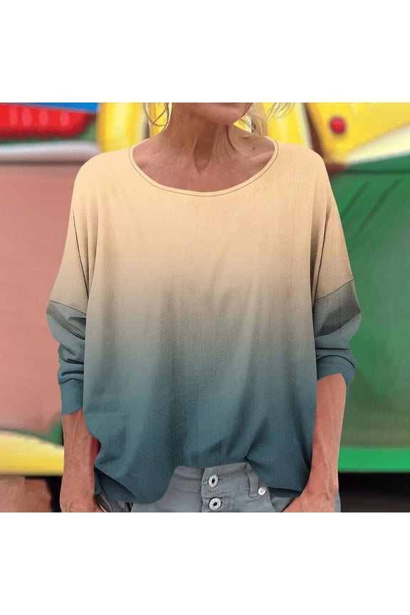 Long Sleeve Shirts for Women Plus Size Crew Neck T Shirt Floral Trendy Summer Tunic Tops Casual Loose Fit Tees Shirt Oversized Blouses Ropa Mujer Ofertas En