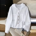 thumbnail image 1 of Xdegoge Long Sleeve Shirts for Women Button Down Sun Protection Drawstring Fashion Hoodie with Pockets Casual Basic Tops for Spring Fall Vacation, 1 of 6
