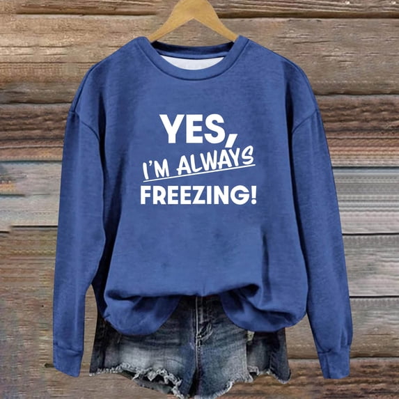 Maqroz Long Sleeve Sweatshirts for Women Loose Fit Oversized Sweatshirt Casual Crewneck Long Sleeve Long Sleeve Shirts Crewneck Loose Fit Curve Hem Pullover Tops Ropa De Dama Blue XXL