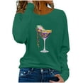 thumbnail image 1 of Xdegoge Mardi Gras Shirts for Women Long Sleeve Cocktail Mask Beads Print Loose Fit Tee Holiday Party Tops Casual Crewneck T-Shirt, 1 of 5