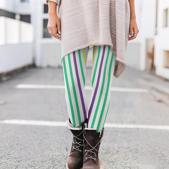 Xdegoge Mardi Gras Yoga Leggings for Women High Waisted Carnival Printed with Pockets Stretchy Compression Masquerade Holiday Party Festive Wear