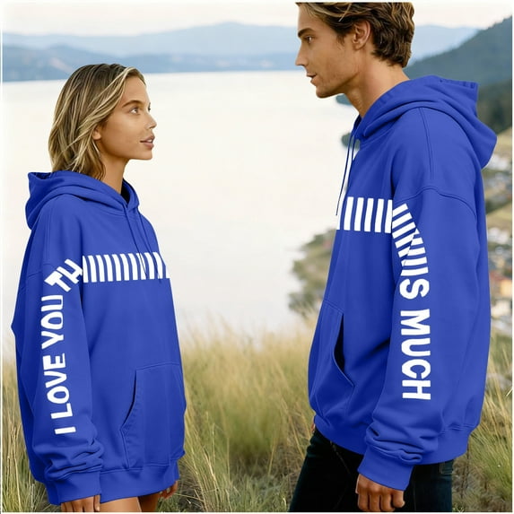 Xdegoge Matching Hoodies for Couples I Love You This Much Hoodie His and Hers, Hubby & Wifey, Fiance Sweatshirts, Valentines Day Personalized Gifts Women Men Sweatshirt for Boyfriend Girlfriend