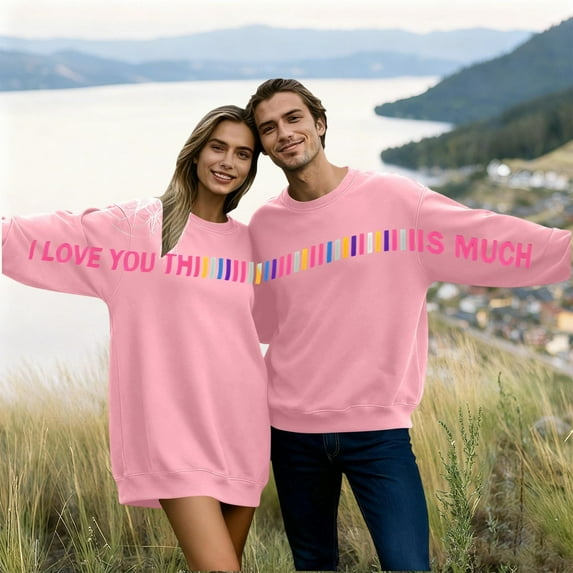 Xdegoge Matching Sweatshirts for Couples - I Love You This Much Sweatshirt, Fiance Sweatshirt, His and Hers, Hubby & Wifey Sweat Shirts, Valentines Day Personalized Gifts Women Men