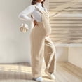 thumbnail image 1 of Xdegoge Maternity Overalls for Women Corduroy Wide Leg Jumpsuit Adjustable Straps Side Buttons Comfy Pregnancy Clothes Casual Baggy Romper Pants, 1 of 7