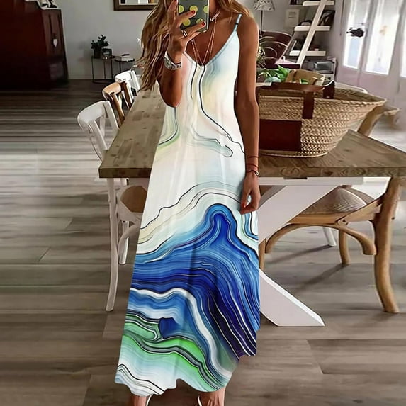 Xdegoge Maxi Dresses for Women Sleeveless V Neck Spaghetti Strap Summer Dresses Floral Print Boho Vacation Beach Dress Loose Fit Casual Plus Size Flowy Sundress Recent Orders Tracking My Recent Order