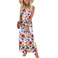 thumbnail image 1 of Xdegoge Maxi Dresses for Women Flowy Fit Crewneck Long Dresses Sleeveless Vacation Dress Tropical Leaf Print High Slit Side Pockets Summer Beach, 1 of 8