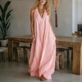 thumbnail image 1 of Xdegoge Maxi Dresses for Women Halter Neck Sleeveless Boho Beach Vacation Wear Flowy Loose Fit Pleated Ruched Design Lightweight Flowy Summer Dresses, 1 of 7
