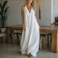 thumbnail image 1 of Xdegoge Maxi Dresses for Women Halter Neck Sleeveless Boho Beach Vacation Wear Flowy Loose Fit Pleated Ruched Design Lightweight Flowy Summer Dresses, 1 of 7