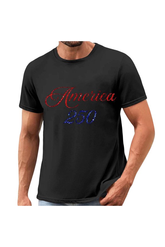 Men's 250 Anniversary USA Shirt Liberty Independence Quote America 250 Merchandise Patriotic Shirts for Men Regular Fit Soft Fabric 4th of July USA Independence Day Tops