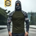thumbnail image 1 of Xdegoge Men's Flag Pattern Sun Protection Hoodie Long Sleeve Quarter Zip Style Effect Sun Shirt with Mask Patriotic Performance Apparel for Sporting & Holiday Events, 1 of 3
