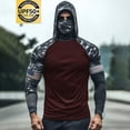 thumbnail image 1 of Xdegoge Men's Flag Pattern Sun Protection Hoodie Long Sleeve Quarter Zip Style Effect Sun Shirt with Mask Patriotic Performance Apparel for Sporting & Holiday Events, 1 of 3
