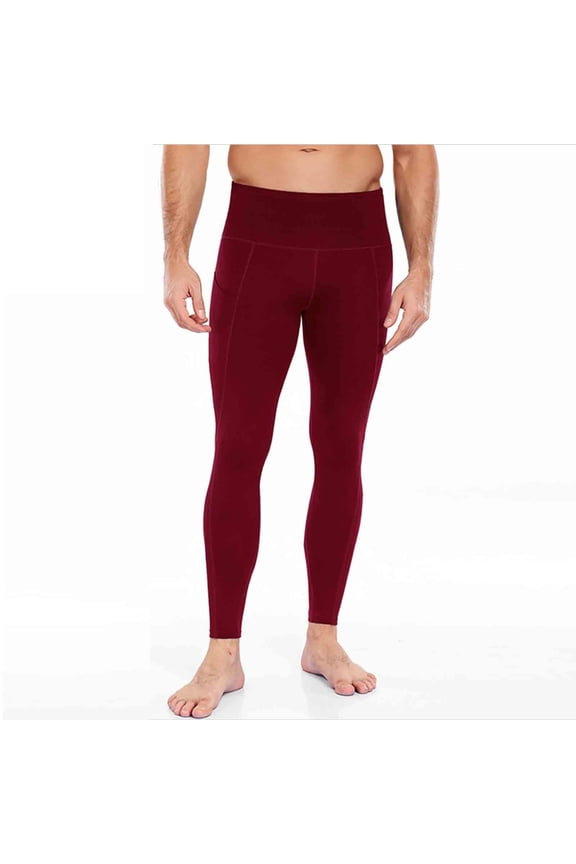 Men's High Waisted Compression Leggings Stretchy Performance Fabric Full Length Yoga Workout Gym Wear