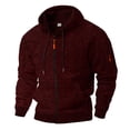 thumbnail image 1 of Xdegoge Men's Long Sleeve Hoodie Full Zip Hooded Sweatshirt Casual Thermal Jacket Fashion Loose Fitting Outerwear Lightweight Outdoor Hiking Solid Coat, 1 of 8