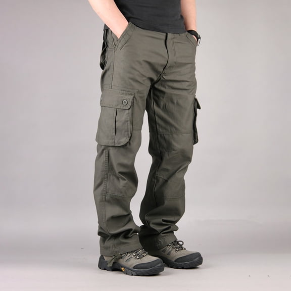 Xdegoge Men's Military Cargo Pants Heavy Duty Fabric Multi-Pocket Design Adjustable Waist Outdoor Hiking Adventure Pants