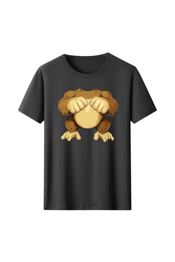 Men's Monkey Flexing Muscles T-Shirt, Funny Animal Design, Comfortable Crew Neck Tee for Casual Humor Outfits