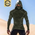 thumbnail image 1 of Xdegoge Men's Muscle Fit Sun Hoodie Integrated Face Mask Long Sleeve Compression Shirt Marble Pattern Athletic Outdoor Wear, 1 of 3