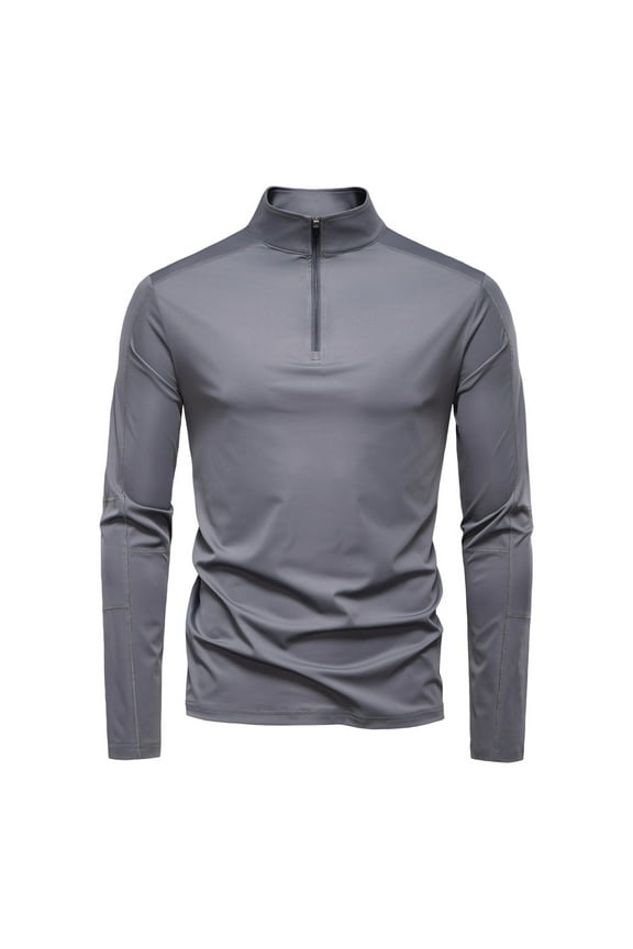Men's Quarter Zip Sun Protection Pullover [Muscle Fit] Stand Collar Long Sleeve UV Shield Quick-Dry Breathable Athletic Golf Workout Performance Tops