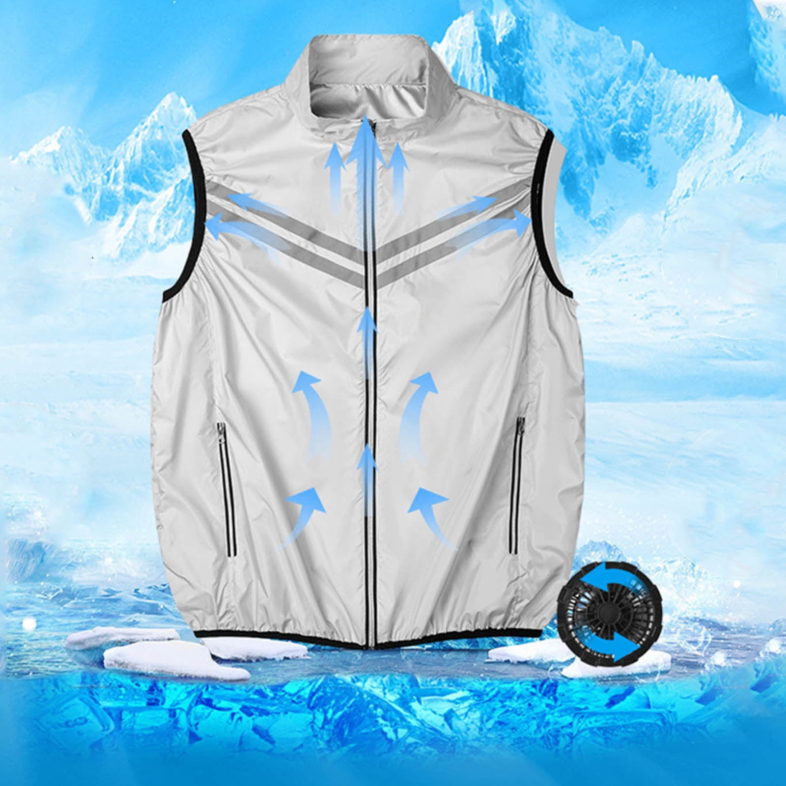 Xdegoge Men's Reflective Cycling Vest Sleeveless Windbreaker Jacket Stand Collar Full Zip Running Gilet Lightweight Outdoor Sports Athletic Gear (NO Battery)