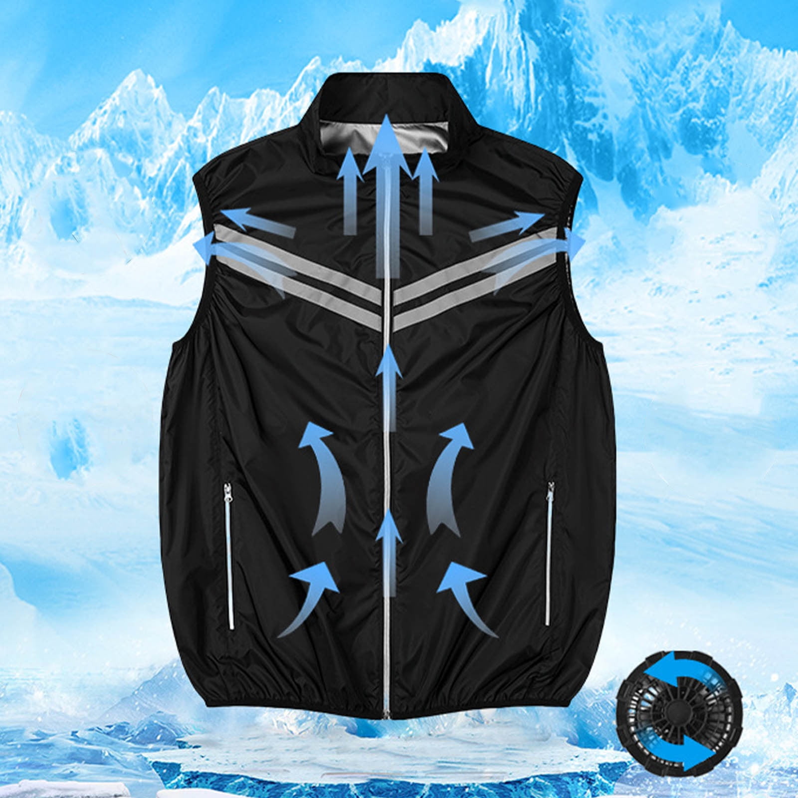 Xdegoge Men's Reflective Cycling Vest Sleeveless Windbreaker Jacket Stand Collar Full Zip Running Gilet Lightweight Outdoor Sports Athletic Gear (NO Battery)