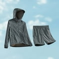 thumbnail image 1 of Xdegoge Men's Reflective Trim Sun Protection Set Hooded Zip Up Jacket with Matching Shorts Quick-Dry Athletic Tracksuit Active Workout Outfits for Outdoor Running, 1 of 5