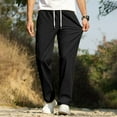 thumbnail image 1 of Xdegoge Men's Sweatpants Straight Leg Drawstring Loose Fit Wide Leg Trousers Solid Color Casual Comfortable Pants, Black 3XL, 1 of 9
