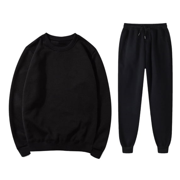 Xdegoge Men's Sweatsuit 2 Piece Tracksuit Solid Color Long Sleeve Crew Neck Top and Drawstring Joggers Activewear
