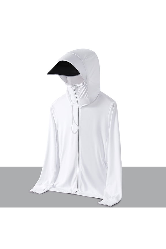 Men's UPF 50+ Sun Protection Hoodie Long Sleeve Cooling Shirt Zip Up Face Mask Visor Fishing Jacket Hiking Outdoor Tops