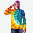 thumbnail image 1 of Xdegoge Men's UV Sun Protection Hoodie Quick-Dry Long Sleeve Performance Tee Face Mask Integrated Tie Dye Print Rash Guard Fishing Athletic Outfits, 1 of 5