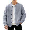 thumbnail image 1 of Xdegoge Mens Cardigan Sweaters Button Down Ribbed Knit Crewneck Baseball Long Sleeve Casual Fall Winter Warm Jacket Classic Fit Business Casual Knit Outerwear, 1 of 6
