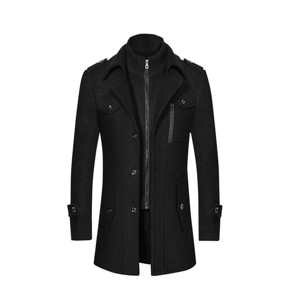 Xdegoge Mens Casual Trench Coat Full Zip Lapel Long Jacket Classic Windproof Windbreaker Vintage Solid Color Overcoat Fall Winter Trendy Outerwear