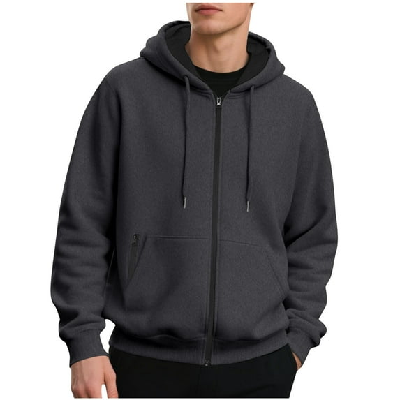 Xdegoge Mens Graphic Hoodies Zip Up Casual Cotton Quarter Zip Pullover Fleece Sweatshirts Long Sleeve Casual Jackets Fall Winter Tops with Zip Pockets Sudadera Con Capucha Para Hombre Dark Gray XL