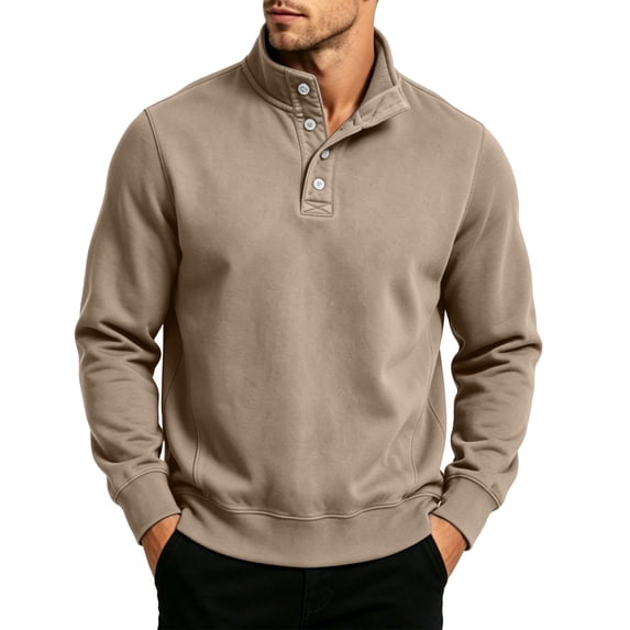 Xdegoge Mens Henley Shirts Long Sleeve Button Down Mock Neck Pullover Sweatshirts Casual Slim Fit Athletic Activewear Tops for Fall Winter Classic Basic Loungewear