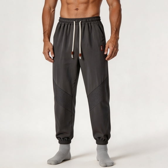 Xdegoge Mens Jogger Pants Athletic Breathable Mesh Workout Track Pants with Pockets Elastic Cuffs for Gym Running Activewear Training Trousers