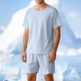 thumbnail image 1 of Xdegoge Mens Pajamas Set 2 Piece Outfit Short Sleeve Top & Shorts Crew Neck Men'S Pajama Sets Ribbed Lounge Comfy Casual Summer Homewear, 1 of 7