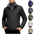 thumbnail image 1 of Xdegoge Mens Quilted Jacket Full Zip Stand Collar Two In One Jackets Thick Fleece Lined Warm Coat Fall Winter Fashion Casual Sport Outerwear with Pockets, 1 of 9