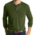 thumbnail image 1 of Xdegoge Mens Shirts Fashion Casual Front Placket Basic T-Shirts Solid Color Crewneck Top Mens Long Sleeve Tee Shirts Stretchy Clothes Daily Deals Camisas Para Hombres Manga Larga, 1 of 7