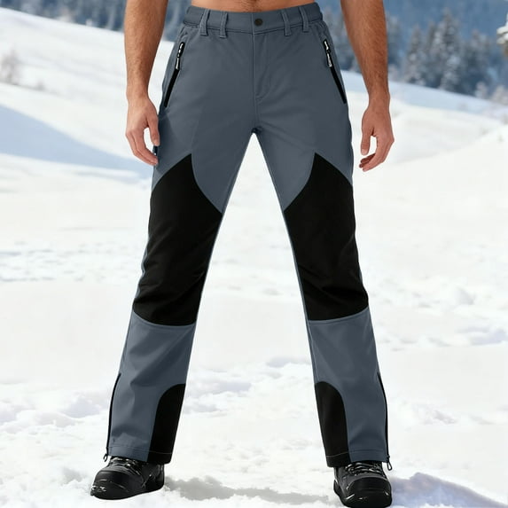 Xdegoge Mens Ski Pants Slim Fit Waterproof Insulated Windproof Thick Winter Warm Snow Pant Outdoor Sport Cold Weather Hiking Skiing Snowboarding Snowpants with Pockets