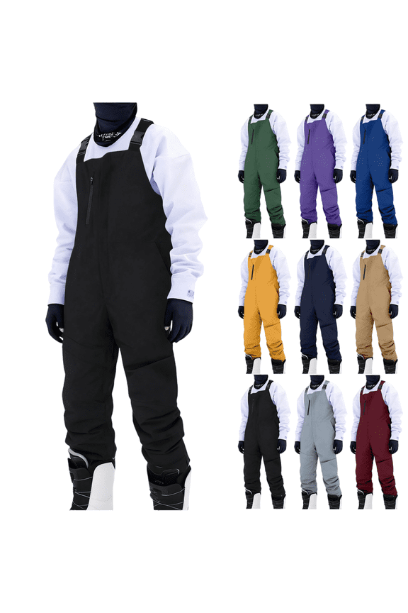 Mens Snow Bibs Ski Pants Softshell Waterproof Insulated Snowboarding Overalls Winter Snowpants