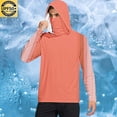 thumbnail image 1 of Maqroz Mens UPF 50 Long Sleeve Shirt Hoodie Face Mask Print Sun Protection Rash Guards Cooling Hoodies Lightweight Long Sleeve Fishing Blouses with Thumb Holes Ropa De Invierno Para Hombre Orange L, 1 of 6
