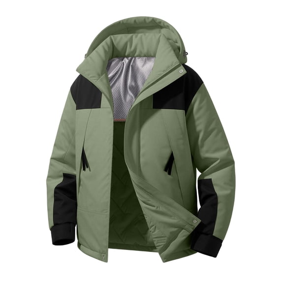 Xdegoge Mens Winter Ski Jacket Waterproof Windproof Snow Coat Warm with Removable Hooded and Zipper Pockets Outerwear for Hiking Snowboarding