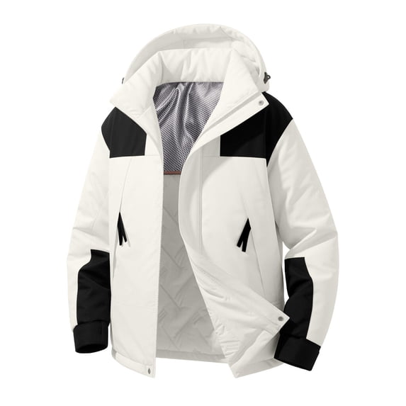 Xdegoge Mens Winter Ski Jacket Waterproof Windproof Snow Coat Warm with Removable Hooded and Zipper Pockets Outerwear for Hiking Snowboarding