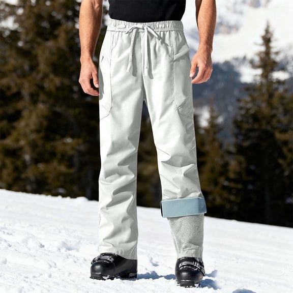 Xdegoge Mens Womens Snow Pants Waterproof Insulated 3 in 1 Fleece Lined Drawstring Waist Hiking Pants with Pockets Outdoor Winter Warm Unisex Snowpants Snowboard Skiing Outfits