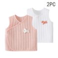 thumbnail image 1 of Xdegoge Newborn 2-Pack Toddler Unisex Sleeveless V-Neck Tops Warm Cotton Padded Gilet with Cute Animal Applique Side Snap Closure, 0-3M, 1 of 6