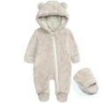 thumbnail image 1 of Xdegoge Newborn Baby Boys Girls Knit Romper Long Sleeve Sweater Jumpsuit Cute Hooded Button Down Fall Winter Outfit Soft One Piece Playwear Cozy Warm Clothes, 1 of 8
