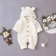thumbnail image 1 of Xdegoge Newborn Baby Boys Girls Knit Romper Long Sleeve Sweater Jumpsuit Cute Hooded Button Down Fall Winter Outfit Soft One Piece Playwear Cozy Warm Clothes, 1 of 5
