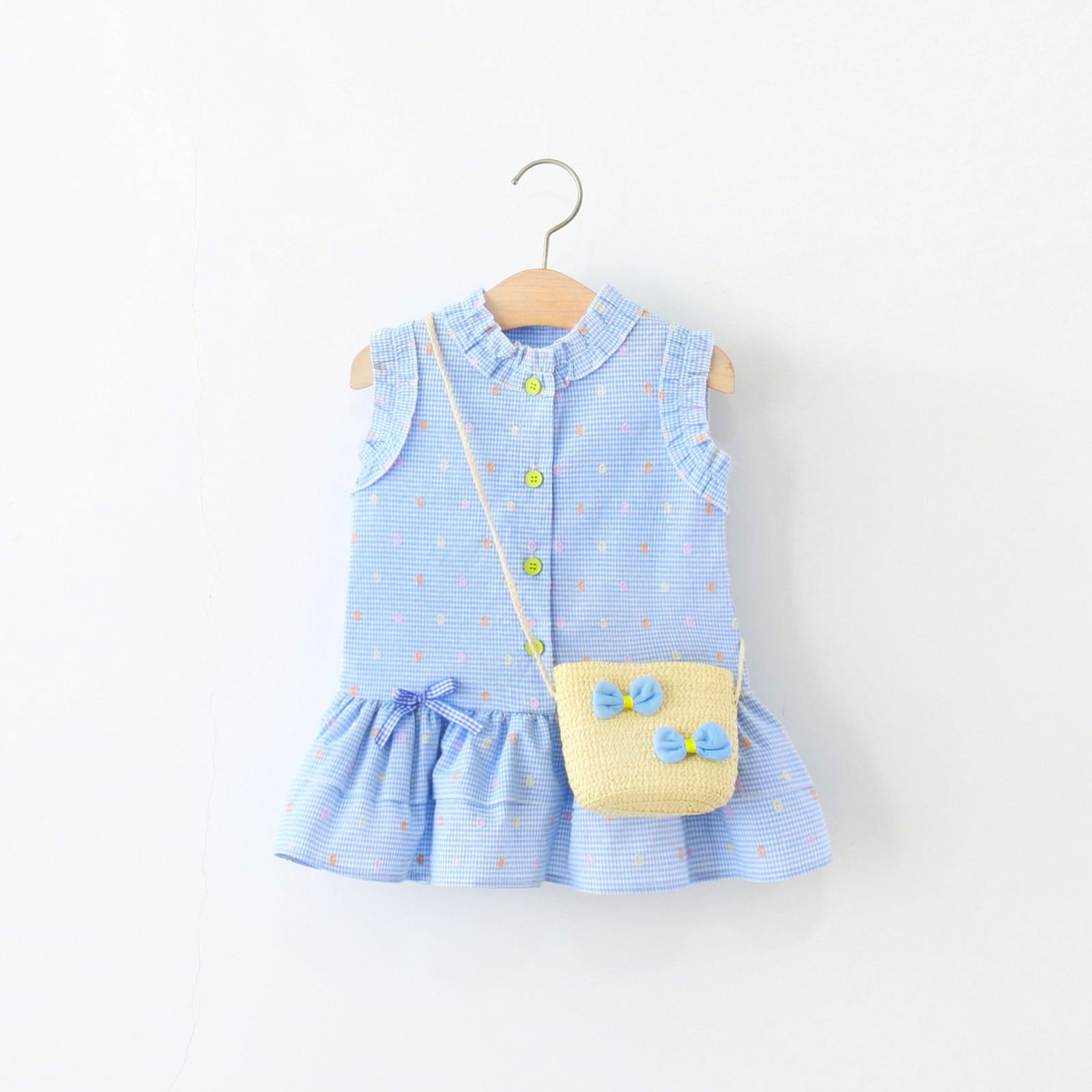 Xdegoge Newborn Girl Clothes Clearance Under $10 Toddler Girl Dresses 2 Pieces Beach Outfits Kids Sundress and Sun Hat Cute Printed Dresses, Size 6M-3T, Past Orders Ofertas De Hoy En Walmart