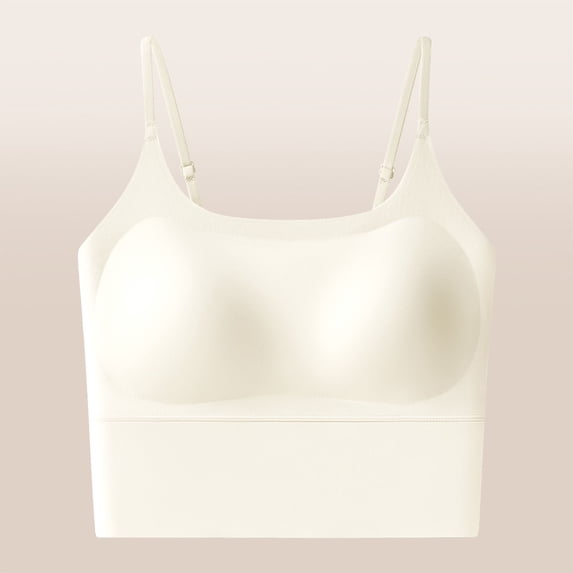 Xdegoge No Underwire Bras for Women Seamles Supportive Smoothing Breathable Longline Bralette Full Coverage Adjustable Spaghetti Strap Wireless Bra